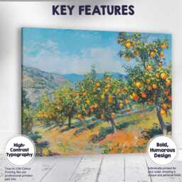 Vibrant Orange Grove Mediterranean Orchard Landscape Impressionist Canvas Wall Art Print Decor Picture Ready To Hang - thumbnail 1