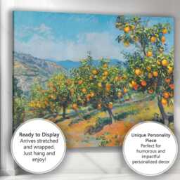 Vibrant Orange Grove Mediterranean Orchard Landscape Impressionist Canvas Wall Art Print Decor Picture Ready To Hang - thumbnail 3