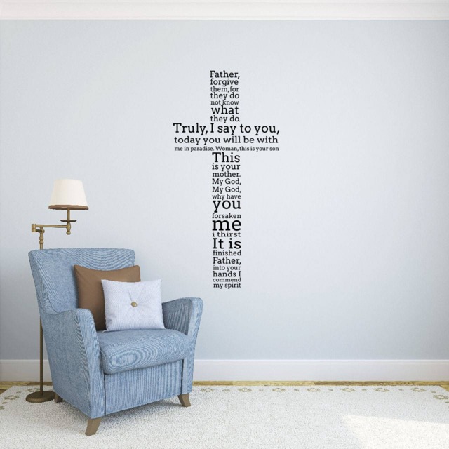 Cross Bible Quotes Wall Decal Vinyl Sticker Christian Home Art Decor Interior Design - 38Nr - image 1