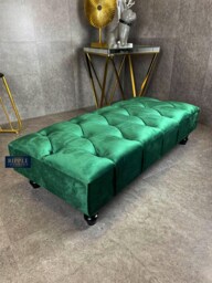 Handmade Green Velvet Storage Bench, Ottoman Footstool, Blanket Box - thumbnail 1