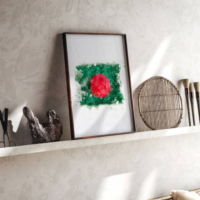 Bangladesh Watercolor Flag Wall Art Print - Travel Poster