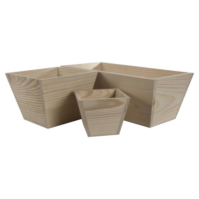 Wooden Decorative Flower Pot - Choice Of Sizes Window Planter Trough Box Herb Basket Untreated & Unpainted Pine For Craft Decoupage - image 1