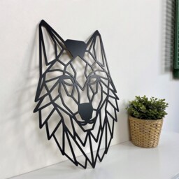 Geometric Wolf Wooden Wall Art, Head Living Room Decor, Office Coffee Shop Animal Wood Art - thumbnail 2