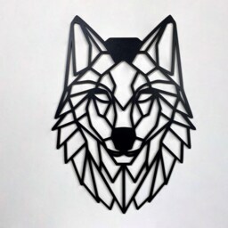 Geometric Wolf Wooden Wall Art, Head Living Room Decor, Office Coffee Shop Animal Wood Art - thumbnail 3