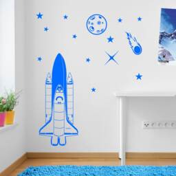 Rocket Planet Stars Meteor Space Wall Window Stickers Decals Kids Decor A139 - thumbnail 3