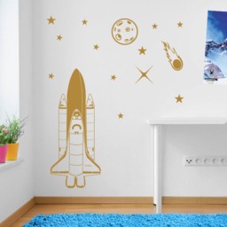 Rocket Planet Stars Meteor Space Wall Window Stickers Decals Kids Decor A139 - thumbnail 2