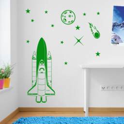 Rocket Planet Stars Meteor Space Wall Window Stickers Decals Kids Decor A139 - thumbnail 1