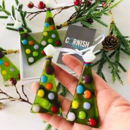 Fused Glass - Christmas Tree Decoration, Tree Decoration, Cornish Fused Glass - thumbnail 2