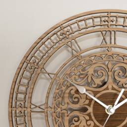 Handmade Wooden Silent Ornate Big Ben Wall Clock Up To 90cm in Oak, Cherry Or Walnut - Silver Gold Hands - thumbnail 2