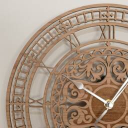 Handmade Wooden Silent Ornate Big Ben Wall Clock Up To 90cm in Oak, Cherry Or Walnut - Silver Gold Hands - thumbnail 4