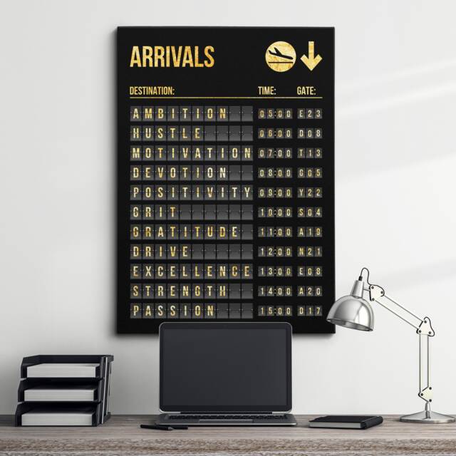 Arrivals Success List Board Quotes Motivational Inspirational, Framed Canvas Wall Art Poster Print, Home Office & Room Decor, Gift Idea - image 1