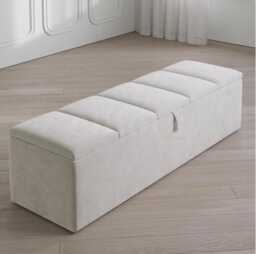 Plush Velvet Ottoman Storage Bench - Lift-Top Blanket Box - 120x46x37cm