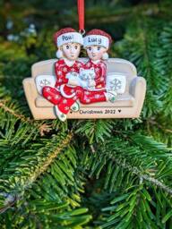 Personalised Couple With White Cat Kitten Christmas Tree Decoration 1st Xmas Living Together 2025 Bauble First New Home House Ornament Gift
