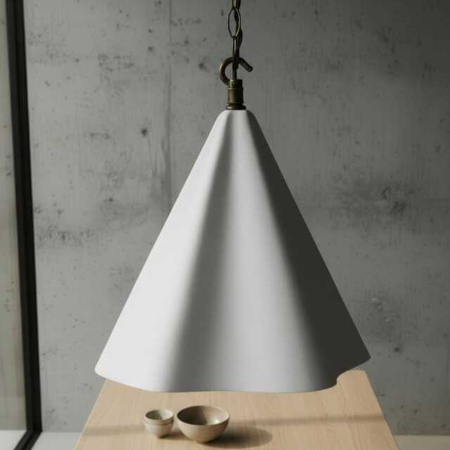 Handmade Plaster Pendant Light - Asymmetric Fluted Minimalist Ceiling - image 1