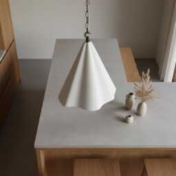 Handmade Plaster Pendant Light - Asymmetric Fluted Minimalist Ceiling - thumbnail 3