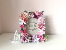 Floral Photo Frame Handmade Silk Flower Picture Frame, Nursery Decor - thumbnail 1