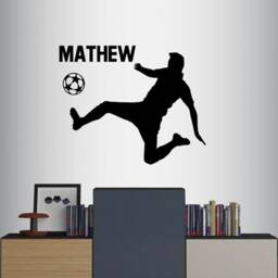 In-Style Decals Wall Vinyl Decal Home Decor Sticker Soccer Player Kicking Ball Custom Name Boy Kids Room Removable Stylish Mural Design 344 - thumbnail 1