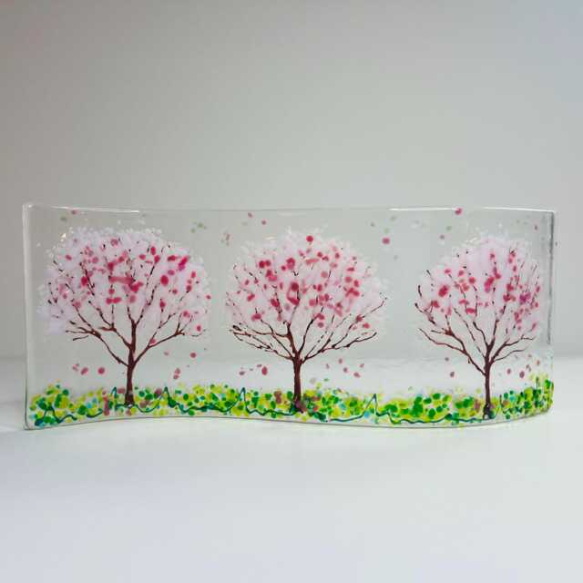 Cherry Blossom Avenue Handmade Fused Glass Wave - image 1