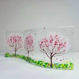 Cherry Blossom Avenue Handmade Fused Glass Wave - thumbnail 2