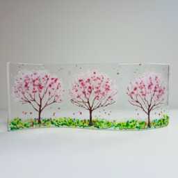 Cherry Blossom Avenue Handmade Fused Glass Wave