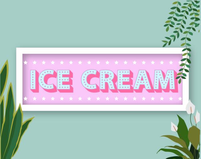 Framed Ice Cream Print, Kitchen Prints Cream, Horizontal Sign, Food - image 1