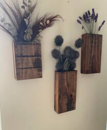 Rustic Wood Wall Pocket/Indoor Planter Display For Artificial/Dried Flowers Wall Mounted Plant Holder - thumbnail 1