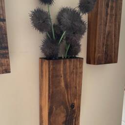 Rustic Wood Wall Pocket/Indoor Planter Display For Artificial/Dried Flowers Wall Mounted Plant Holder - thumbnail 2