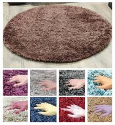Circular Rug Soft Fuzzy Round Carpet 110cm No-Shed Natural Jute Backing Anti-Allergic Fibres - thumbnail 1