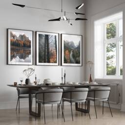 Mountain Wall Art, Landscape Set Of 3 Prints, Nature Pine Trees Living Room Home Decor, A2, A1 50x70cm - thumbnail 1