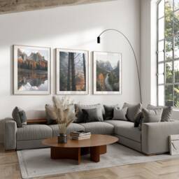 Mountain Wall Art, Landscape Set Of 3 Prints, Nature Pine Trees Living Room Home Decor, A2, A1 50x70cm - thumbnail 2