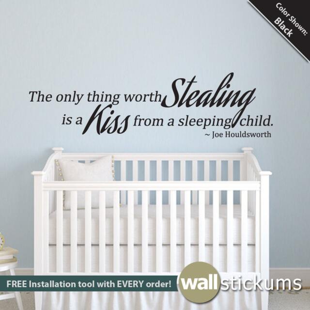 Nursery Quote Vinyl Wall Decal - Sleeping Child Kiss - image 1