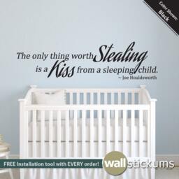 Nursery Quote Vinyl Wall Decal - Sleeping Child Kiss