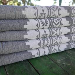 Black Aztec Blanket, Double Face Blanket, Bedroom Blanket, 63x87, Kilim Patterned Blanket, Geometric Throw, Bed Cover, Turkish Blanket, B2-Jakarb - thumbnail 2