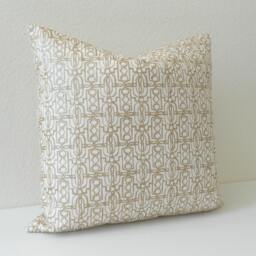 Metallic Soft Gold Geometric Trellis Fretwork Decorative Pillow Cover - thumbnail 3