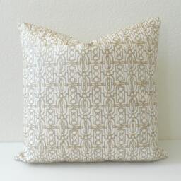 Metallic Soft Gold Geometric Trellis Fretwork Decorative Pillow Cover - thumbnail 2