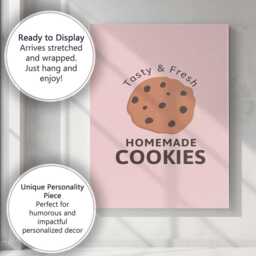 Minimalist Homemade Chocolate Chip Cookie Typography Canvas Wall Art Print Decor Picture Ready To Hang - thumbnail 3