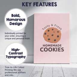 Minimalist Homemade Chocolate Chip Cookie Typography Canvas Wall Art Print Decor Picture Ready To Hang - thumbnail 2