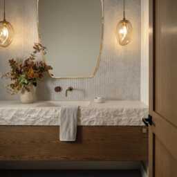 Unlacquered Brass Shield Mirror Modern Vanity Wall Mirror - thumbnail 2