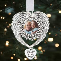 Photo Memorial Christmas Tree Charm Personalised Image Decoration - Angel Wings Ornament in Loving Memory Gift - thumbnail 2