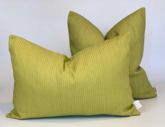 Handmade Olive Green Stripe Cushion Cover, Reclaimed Fabric - image 1