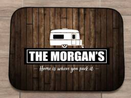 Personalised Caravan Tourer Door Mat - Brown Wood Effect Indoor 44cm X 32cm - thumbnail 1