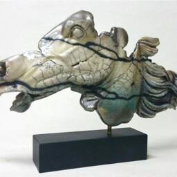 Raku Horse Statue Bucephalus Handmade Figurine Sculpture Stoneware Ceramic - thumbnail 3