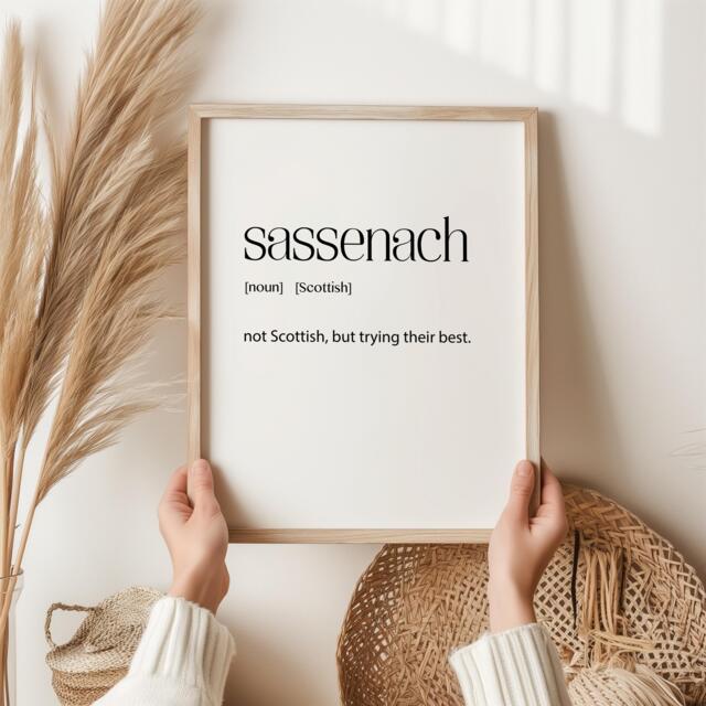 Sassenach Definition Print - Scottish Gaelic Wall Art Scotland Inspired Gift Funny Highlander Home Decor Scots Gifts - image 1