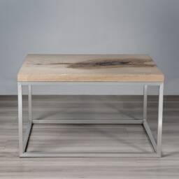 Wooden Coffee Table Made Of One Ash Slab, Rectangular With Metal Legs, Industrial For Modern Living Room - thumbnail 3