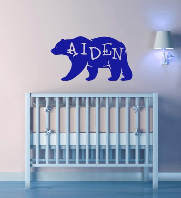 Bear Wall Decal, Custom Name Sign, Personalized Nursery Decor, Animal Silhouette, Wildlife Art - image 1