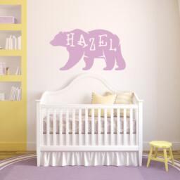 Bear Wall Decal, Custom Name Sign, Personalized Nursery Decor, Animal Silhouette, Wildlife Art - thumbnail 2