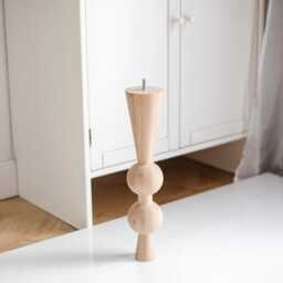 Natural Wooden Coffee Table Legs - 400mm Height Turned Raw Wood Furniture Feet Unfinished 1Pcs - thumbnail 3