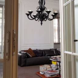 Matte Black Murano Glass Chandelier - Venetian Italian Lighting Modern - thumbnail 3