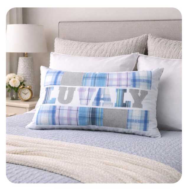 Personalised Memory Pillow, Custom Patchwork Cushion Made From Loved Ones' Clothes - image 1