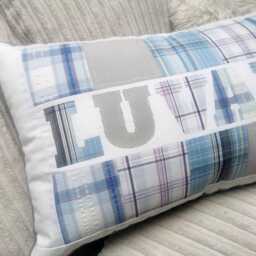 Personalised Memory Pillow, Custom Patchwork Cushion Made From Loved Ones' Clothes - thumbnail 3